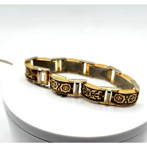 Vintage Damascene Metal Gold & Black Color  with Safety Chain push lock